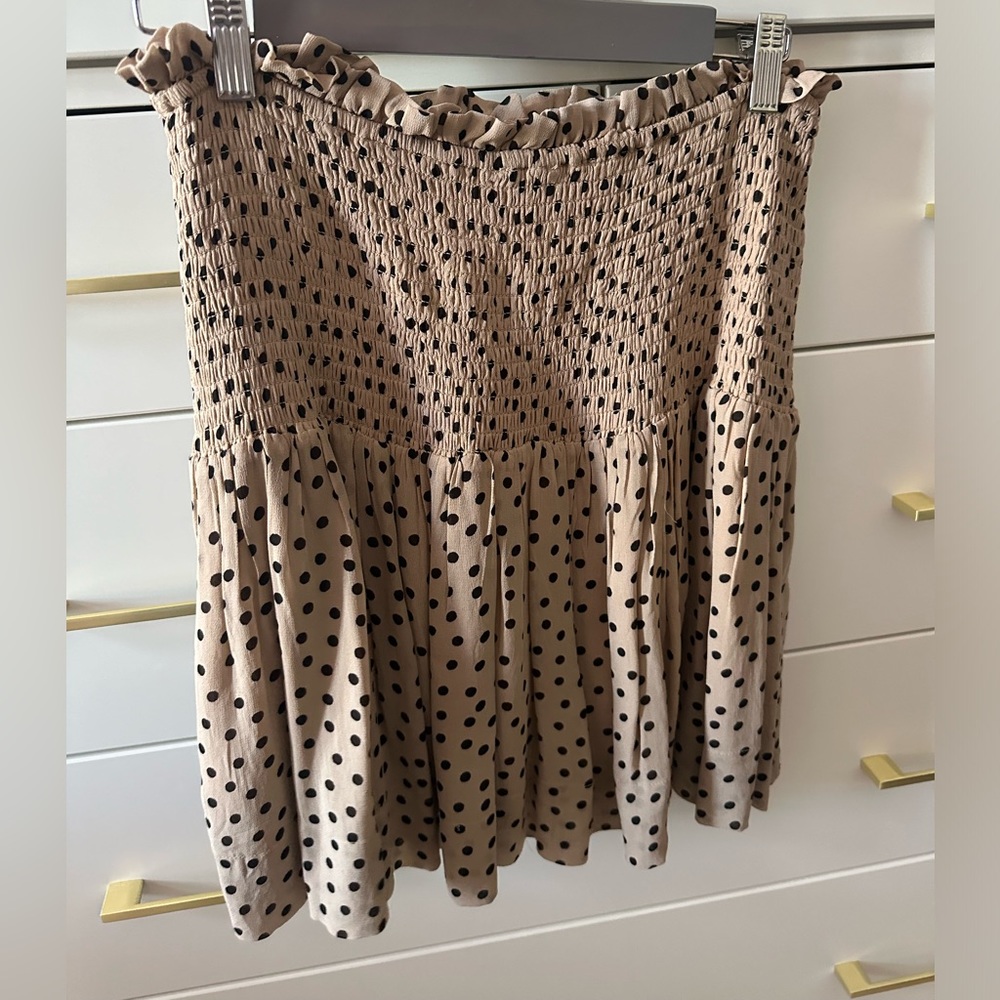Ganni smocked polka dot mini skirt